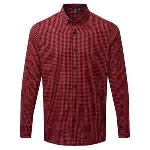 Premier Mens Maxton Check Long Sleeve Shirt / Black/Red
